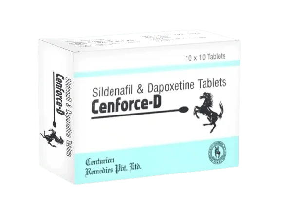 Cenforce D – Cenforce D 160mg kombinuje sildenafil (100mg) i dapoksetin (60mg) u jednoj tableti, proizvođača Centurion Laboratories.